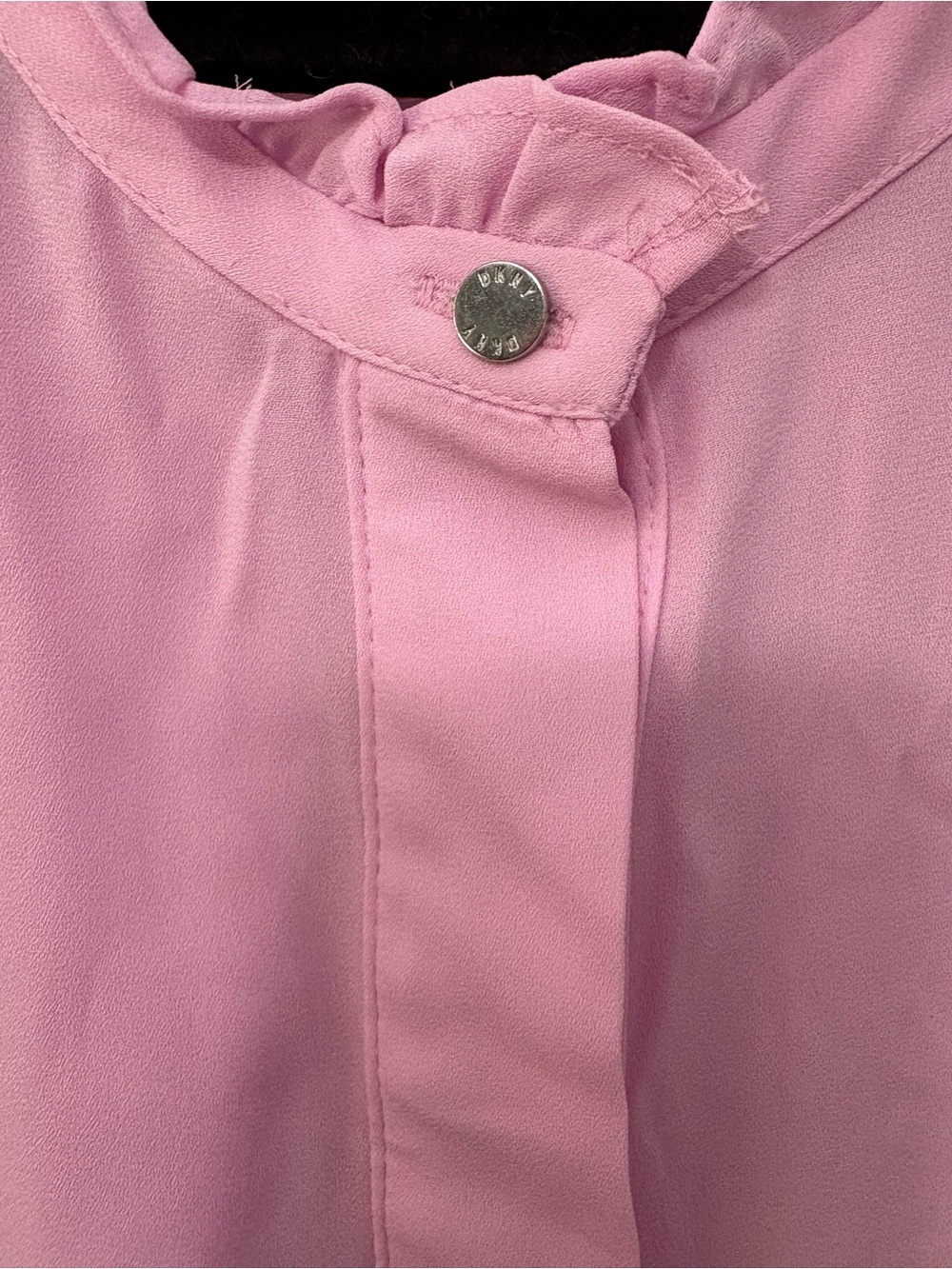 DKNY Pink Ruffle Henley Shell - Picture 4 of 8